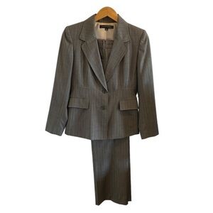 Anne Klein Wool Pinstripe Suit Blazer & Trouser Pants Set